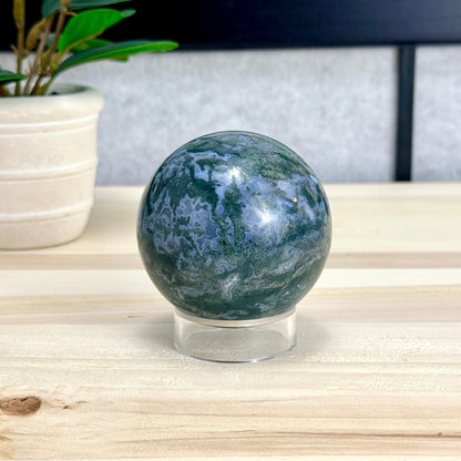 Moss Agate Sphere, 15.4 oz. - Itsy's Crystal Cove LLC