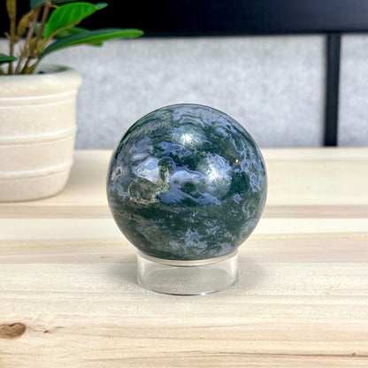 Moss Agate Sphere, 15.4 oz. - Itsy's Crystal Cove LLC