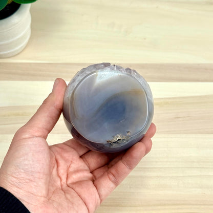 Drusy Amethyst in Agate Geode, Self - Standing Sphere - Itsy's Crystal Cove LLC