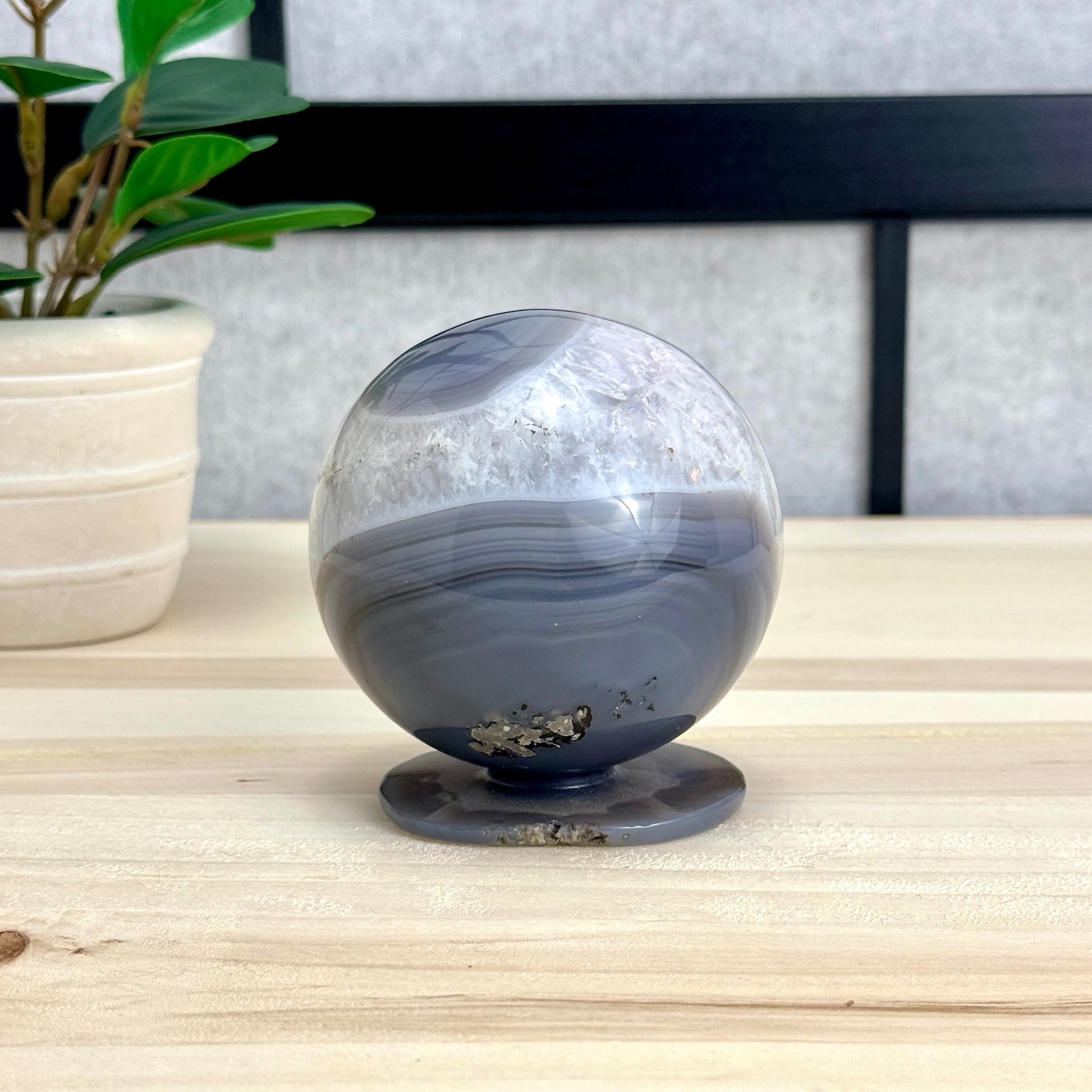 Drusy Amethyst in Agate Geode, Self - Standing Sphere - Itsy's Crystal Cove LLC