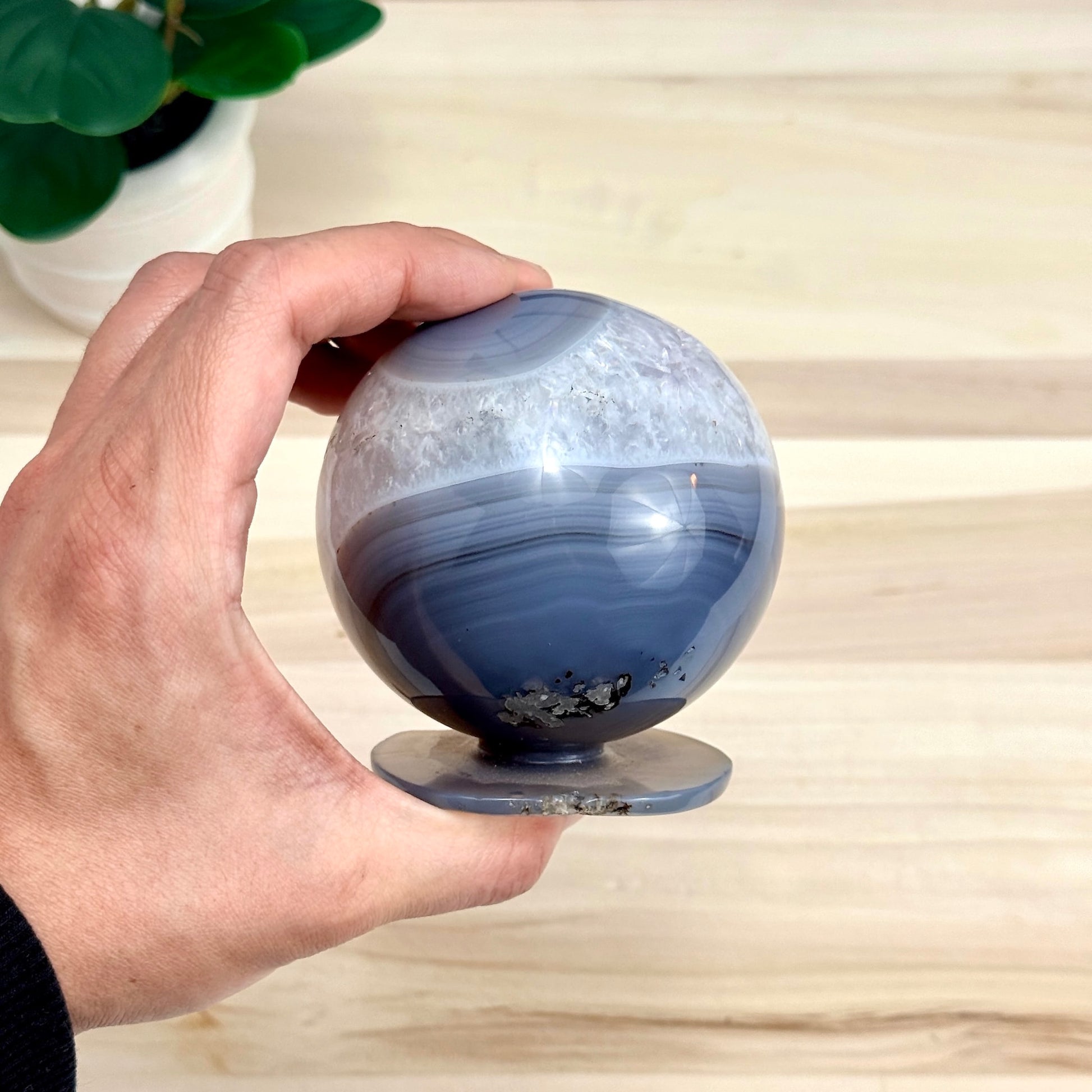 Drusy Amethyst in Agate Geode, Self - Standing Sphere - Itsy's Crystal Cove LLC