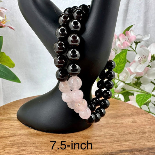 Garnet and Rose Quartz Bracelets, Handmade - Itsy's Crystal Cove LLC